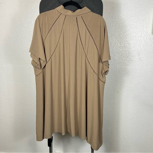 Attitudes by Renee | Tan Button Down Shirt - Picture 6 of 11